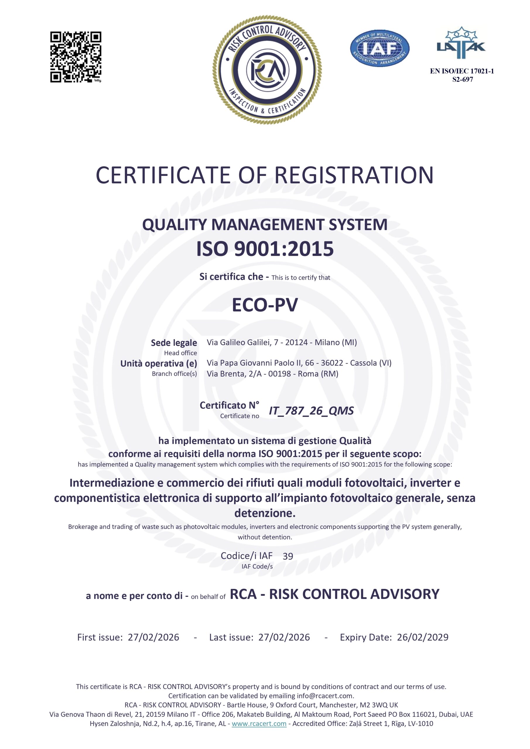 ECO PV_Certificate_ISO_9001_2015_IT_787_26_QMS_27_02_2026_page 0001